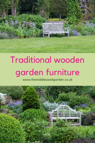 Traditional wooden garden furniture.