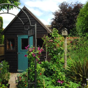 Contrast blue and black shed