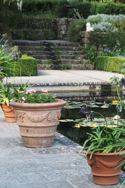 Plant pots around the edge of your garden pond #gardendesign #backyard