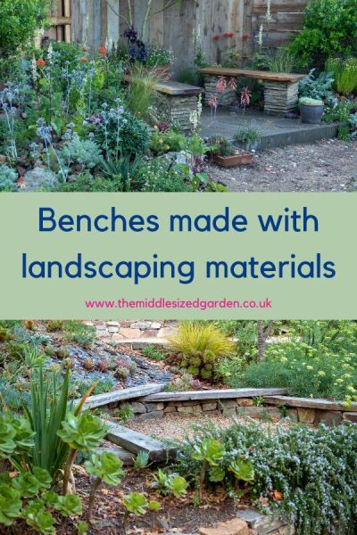 Benches made with hard landscaping leftovers