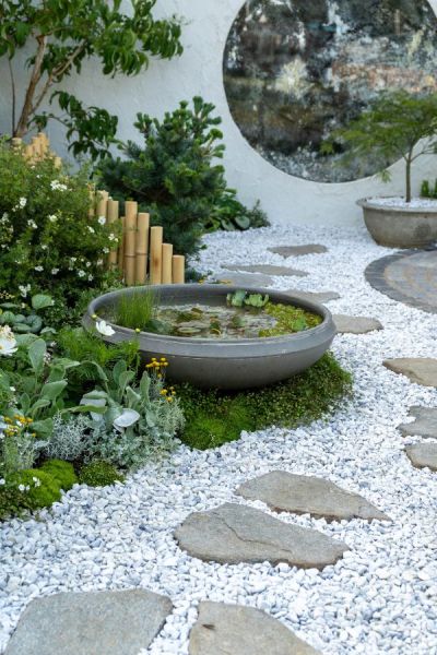 Gravel mulch and rock pavers in the Lunar Garden designed by Queenie Chan.