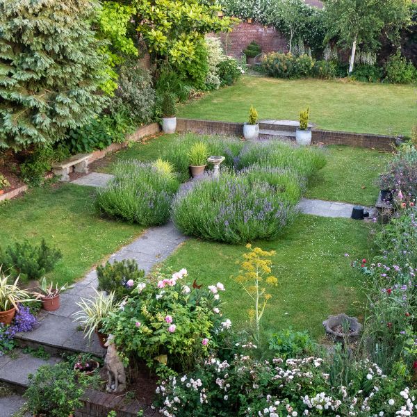 The parterre with a sundial and lavender