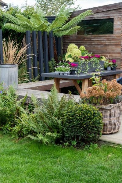 Seating areas in a garden