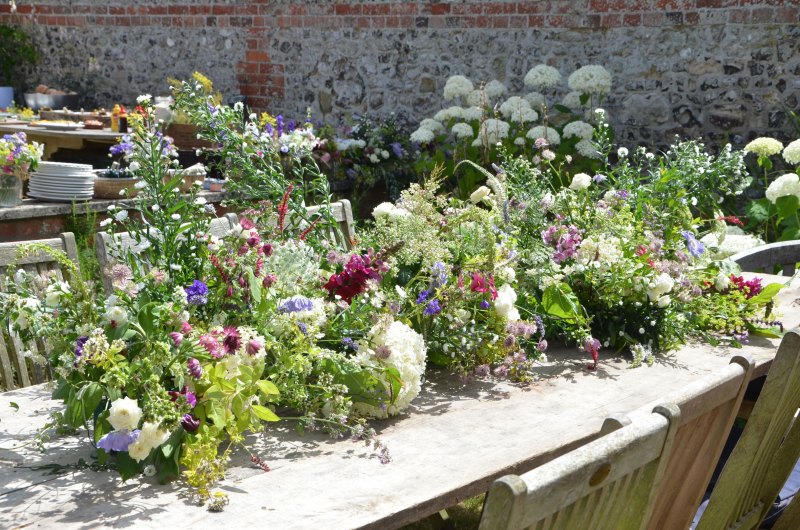 Wooden trestle tables are great for summer parties