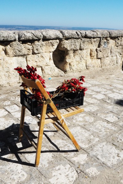 Dry chillies in the sunlight