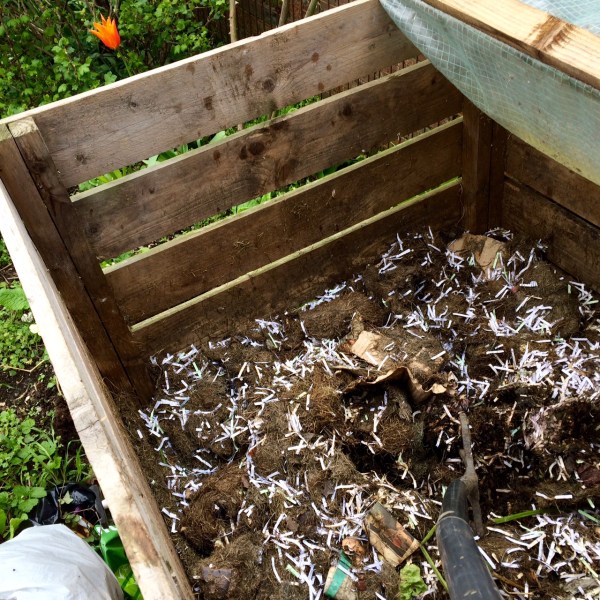 Add shredded paper to compost