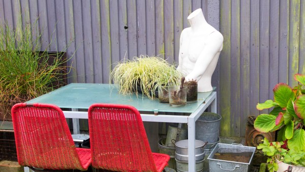 Use office furniture for garden seating