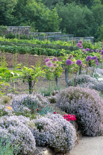 The unusual oval kitchen garden at Gravetye Manor