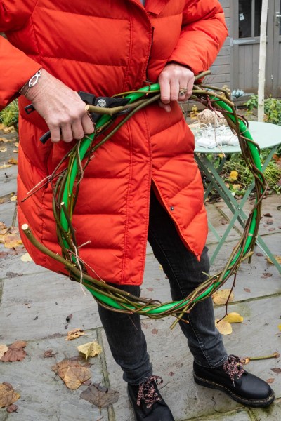 A child's hula hoop as a wreath base