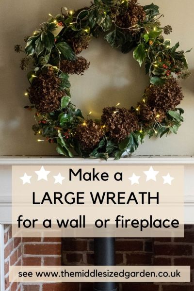 Make a large wreath for a wall or mantelpiece