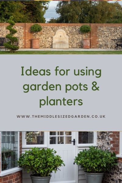 Matching pots to frame a doorway or water feature