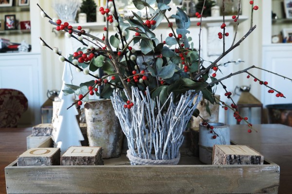 'Christmas tablescape' on trays