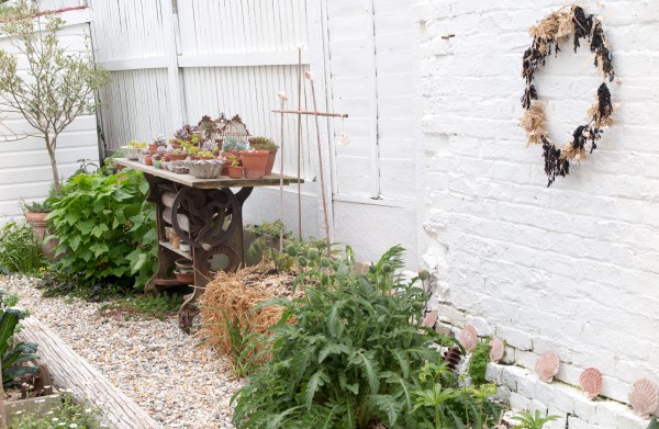 Paint walls and fencing white for a beach look