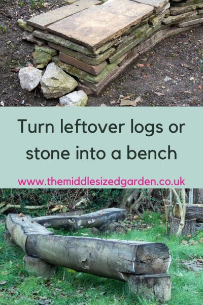 Stone and log bench details