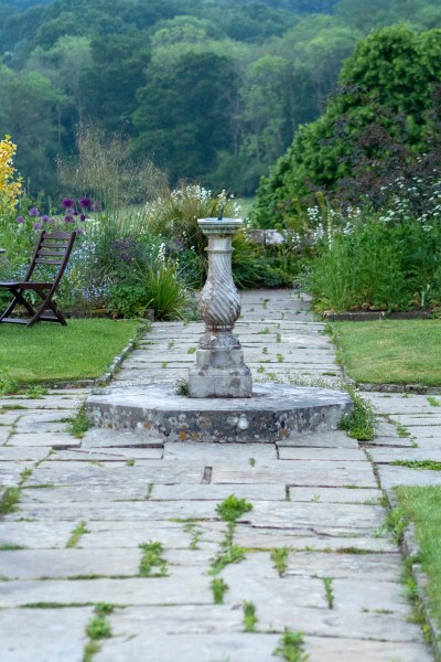 The sundial at the heart of the formal garden at Gravetye Manor