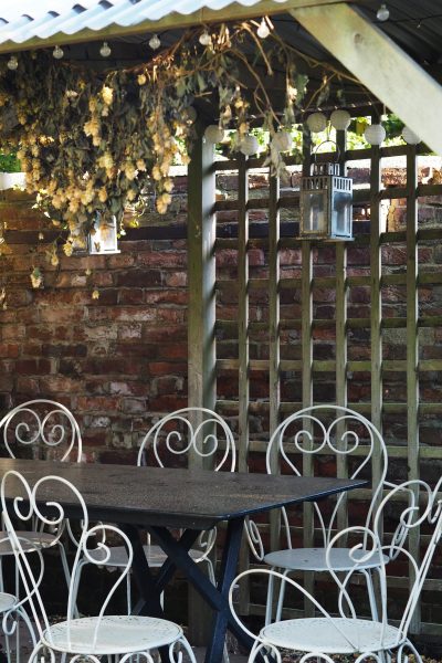 A home-made pergola and table to go with it