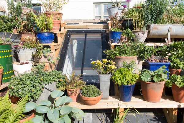 Layer pots on shelves